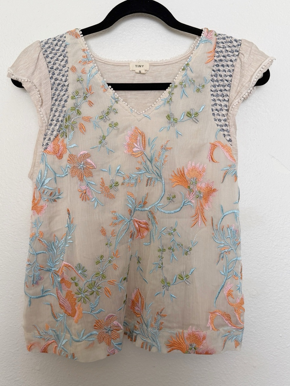 Tiny by Anthropologie Freida Floral Embroidered Top Boho Cottagecore - Picture 9 of 10